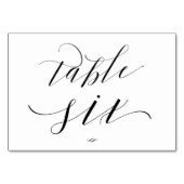 Numéro De Table Élégant Script Calligraphie Table Six Réception (Devant)