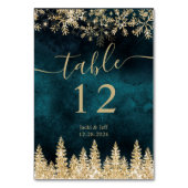 Numéro De Table Élégant script chic Or et Turquoise Noël d'hiver (Par défaut)