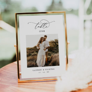 Numéro De Table Élégant script de calligraphie Mariage photo