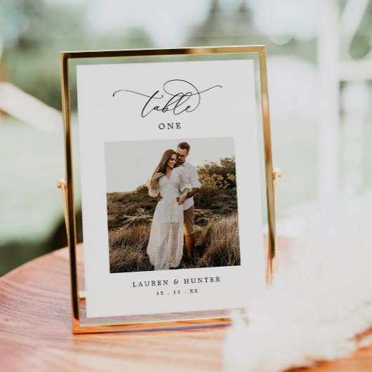 Numéro De Table Élégant script de calligraphie Mariage photo