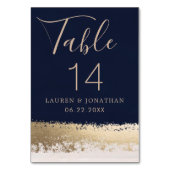 Numéro De Table Élégant script de calligraphie, Marine, Mariage d' (Dos)