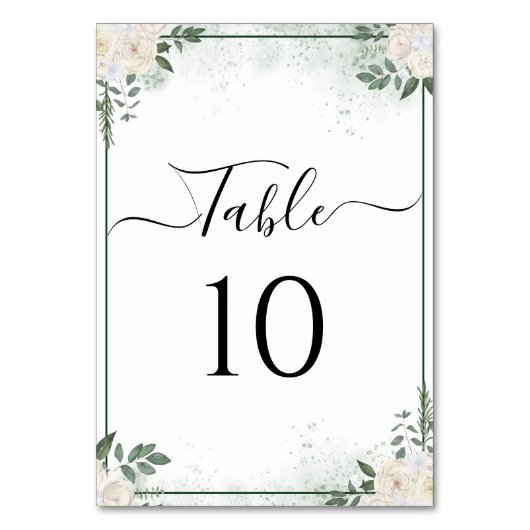 Numéro De Table Élégant Script de verdure Numéro de tableau photo (Dos)