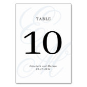 Numéro De Table Élégant Script Dusty Blue Monogram Mariage (Dos)