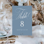Numéro De Table Élégant Script Dusty Mariage bleu<br><div class="desc">Élégant Script Dusty Blue Mariage Table Number présente un grand script audacieux et un style élégant.</div>