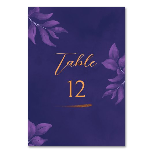 Numéro De Table Élégant script Emerald violet et Mariage or (Par défaut)
