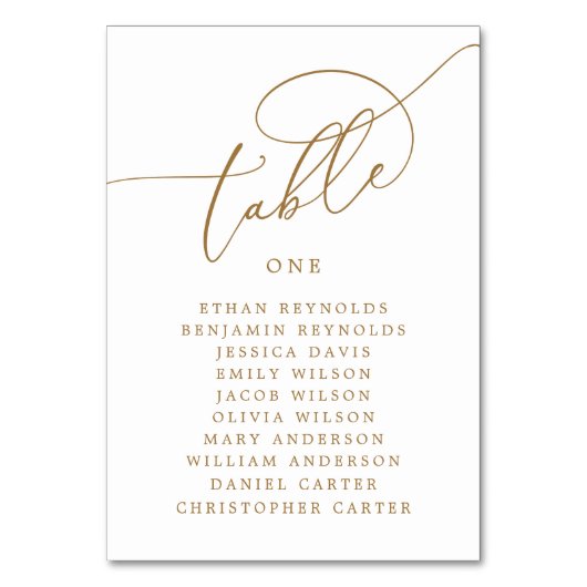 Numéro De Table Élégant Script Gold Table Numéro de siège graphiqu (Par défaut)