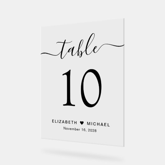 Numéro de table Elegant Script Mariage (Angle)