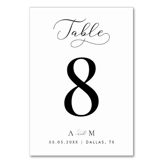 Numéro de table Elegant Script Mariage avec Monogr (Dos)