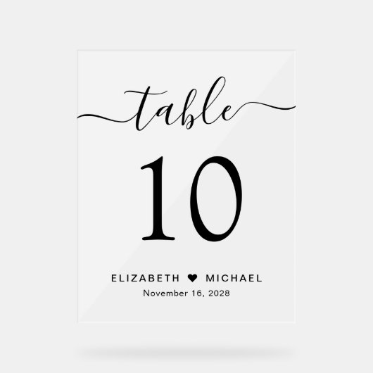 Numéro de table Elegant Script Mariage Frosted (Recto)