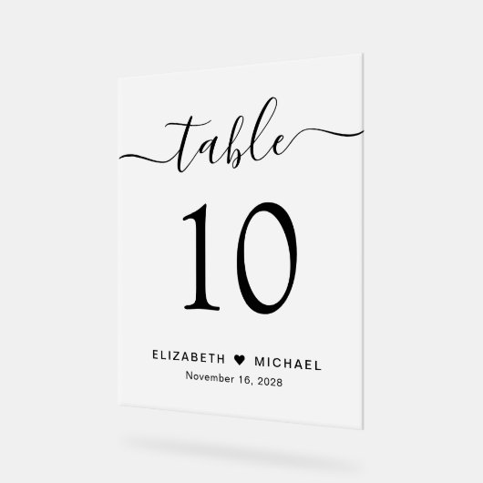 Numéro de table Elegant Script Mariage Frosted (Angle)