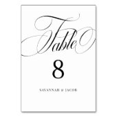 Numéro De Table Élégant script Mariage noir et blanc (Par défaut)