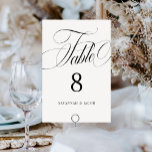 Numéro De Table Élégant script Mariage noir et blanc<br><div class="desc">Élégant Script Black and White Mariage Table Number présente un grand script audacieux et un style élégant.</div>