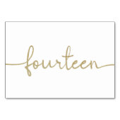 Numéro De Table Élégant Script Mariage Or 14/Quatorze (Devant)