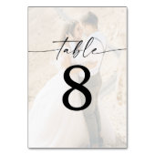 Numéro De Table Élégant script Mariage photo moderne (Dos)