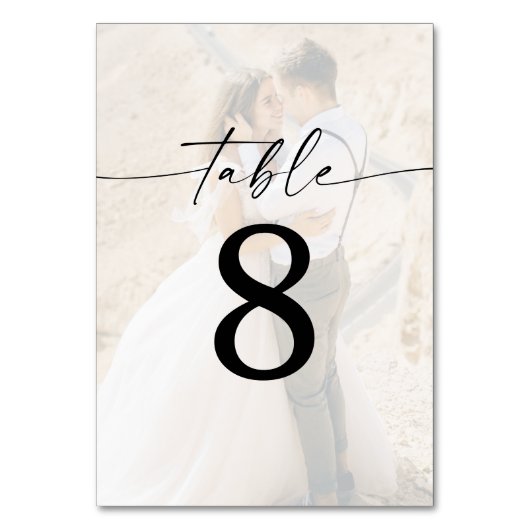 Numéro De Table Élégant script Mariage photo moderne (Par défaut)