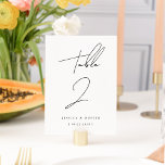 Numéro De Table Élégant script minimaliste Mariage personnalisé<br><div class="desc">Numéros de table simples et minimalistes,  personnalisés et recto verso. Personnalisez chacun avec vos noms/titre d'événement,  date et numéro. Ajoutez-les individuellement à votre panier et retirez-les lorsque vous avez terminé.</div>