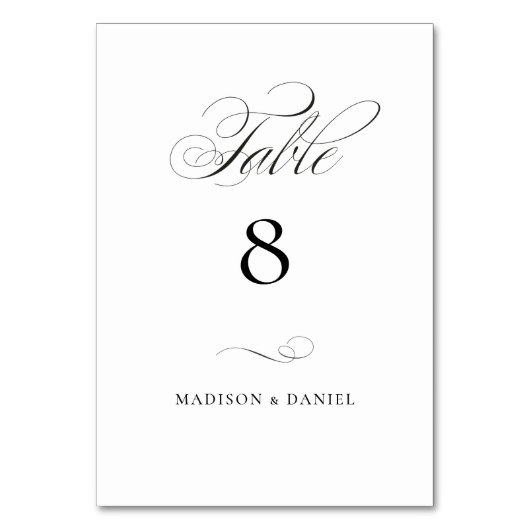 Numéro De Table Élégant script moderne Mariage classique (Dos)