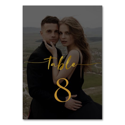 Numéro De Table Élégant Script moderne Mariage photo Numéro de tab (Dos)