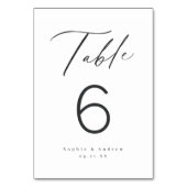 Numéro De Table Élégant script moderne minimaliste mariage (Dos)