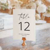 Numéro De Table Élégant script noir et blanc