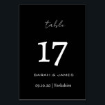 Numéro De Table Élégant script noir et blanc personnalisé<br><div class="desc">Élégante carte de numéro de table personnalisée en noir et blanc</div>