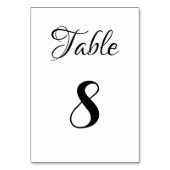 Numéro De Table Élégant script noir Mariage de texte personnalisé (Dos)