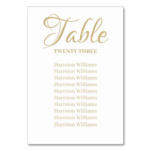 Numéro De Table Elégant script personnalisé Mariage Numéro de tabl (Dos)