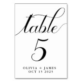Numéro De Table Élégant script photo noir blanc Mariage (Par défaut)