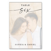 Numéro De Table Elegant Script Photo Wedding Table Number 6 (Dos)