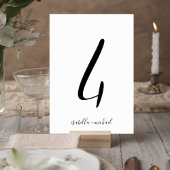 Numéro De Table Elegant Script Table Number Sign with Couple Names