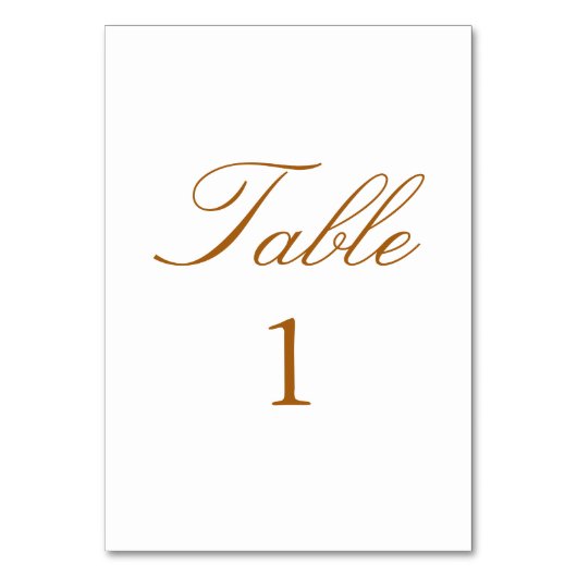 Numéro De Table Élégant Script Terracotta Minimal Mariage (Dos)