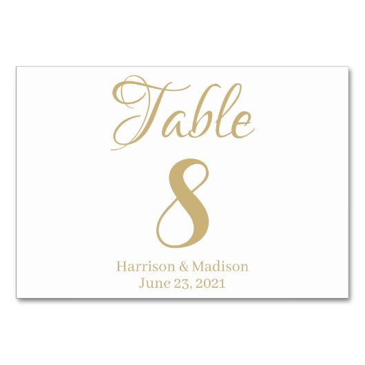Numéro De Table Élégant script texte personnalisé Mariage horizont (Devant)