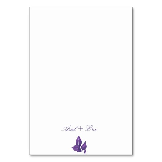 Numéro De Table Élégant Script violet et Mariage or (Dos)