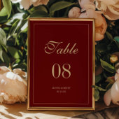 Numéro De Table Elegant Script Wine Red Wedding Custom Names