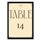 Numéro De Table Elegant Serif Black Cream Monogram Table Number (Dos)