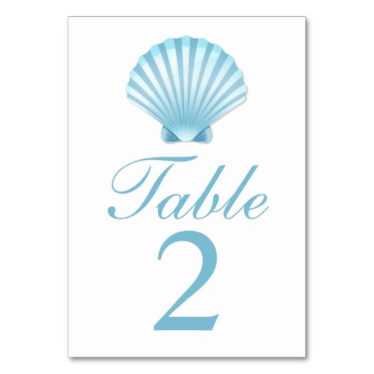 Numéro De Table Elégant Shell Blue Nautical Beach Mariage (Dos)