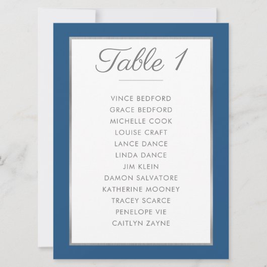 NUMÉRO DE TABLE ÉLÉGANT Siège Graphique gris bleu (Devant)