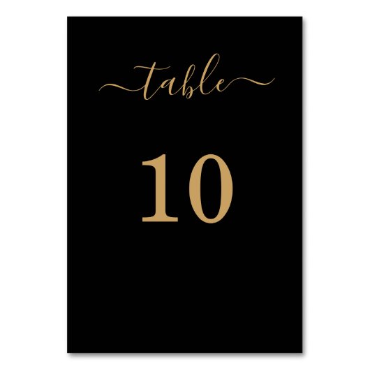 Numéro De Table Élégant Simple Glam Script Gold Party Noir (Dos)