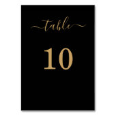 Numéro De Table Élégant Simple Glam Script Gold Party Noir (Par défaut)