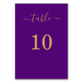 Numéro De Table Élégant Simple Glam Script Gold Party Purple (Dos)