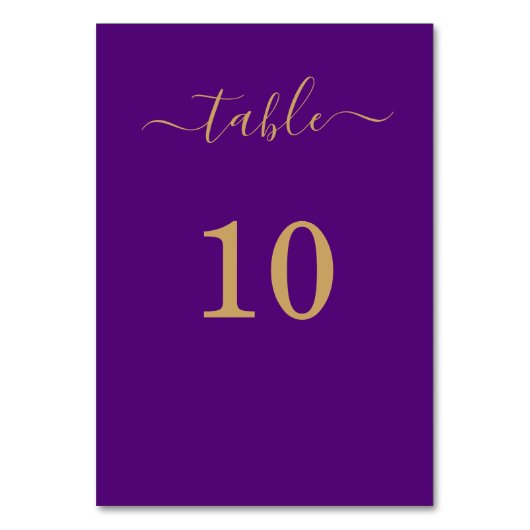 Numéro De Table Élégant Simple Glam Script Gold Party Purple (Par défaut)