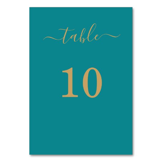 Numéro De Table Élégant Simple Glam Script Gold Party Turquoise (Par défaut)