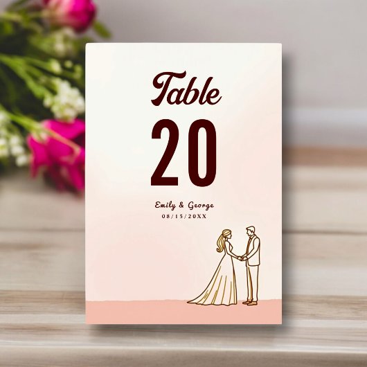 Numéro De Table Élégant Simple Noir Et Blanc Mariage de chambre de