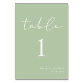 Numéro De Table Elegant Simple Sage Green Wedding (Dos)