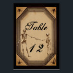 Numéro De Table Elégant sketons rustiques gothiques déco Numéros d<br><div class="desc">Idéal pour les mariages à thème Halloween, ce design de carte numérique de table de réception de mariage présente un aspect vintage, en papier vieilli, avec un cadre octogonal de style déco et des araignées dans les coins avec deux squelettes tenant à la main dans un look qui est rustique...</div>