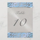 Numéro de table Elegant Sky Blue et Silver Filigre (Dos)