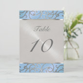 Numéro de table Elegant Sky Blue et Silver Filigre (Debout devant)