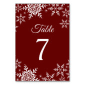 Numéro De Table Élégant Snowflakes Rouge Noël Mariage d'hiver (Dos)