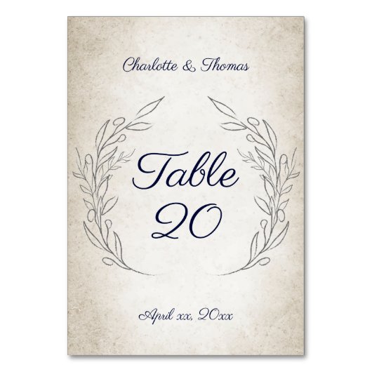 Numéro De Table Elégant Soft Feuille Script Mariage Réception (Par défaut)