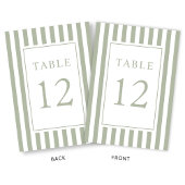 Numéro De Table Elegant Striped Sage Green Wedding